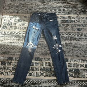 American Eagle Outfitters Dark Blue Distressed Skinny Jeans